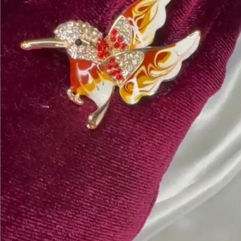 Anthropologie Multicolor Hummingbird Brooch